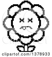 Clipart Of A Black And White Dead Daisy Flower Character In 8 Bit Style Royalty Free Vector Illustration