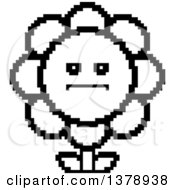 Poster, Art Print Of Black And White Serious Daisy Flower Character In 8 Bit Style