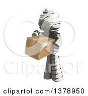 Clipart Of A Fully Bandaged Injury Victim Or Mummy Holding A Box Royalty Free Illustration