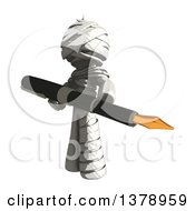 Clipart Of A Fully Bandaged Injury Victim Or Mummy Holding A Fountain Pen Royalty Free Illustration