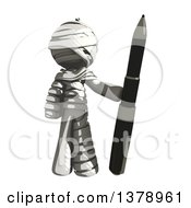 Clipart Of A Fully Bandaged Injury Victim Or Mummy Holding A Pen Royalty Free Illustration
