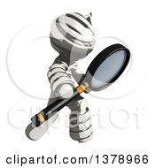 Clipart Of A Fully Bandaged Injury Victim Or Mummy Searching With A Magnifying Glass Royalty Free Illustration
