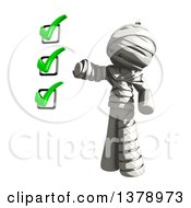Clipart Of A Fully Bandaged Injury Victim Or Mummy With A To Do List Royalty Free Illustration by Leo Blanchette