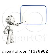 Poster, Art Print Of Fully Bandaged Injury Victim Or Mummy Pointing To A White Board