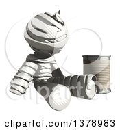 Clipart Of A Fully Bandaged Injury Victim Or Mummy Begging With A Can Royalty Free Illustration