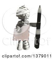 Poster, Art Print Of Fully Bandaged Injury Victim Or Mummy Holding An Envelope And Pen