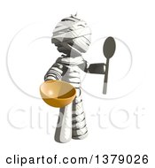 Clipart Of A Fully Bandaged Injury Victim Or Mummy Holding A Bowl And Spoon Royalty Free Illustration by Leo Blanchette