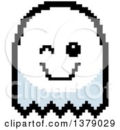 Clipart Of A Winking Ghost In 8 Bit Style Royalty Free Vector Illustration