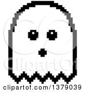 Poster, Art Print Of Black And White Surprised Ghost In 8 Bit Style