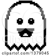 Poster, Art Print Of Black And White Happy Ghost In 8 Bit Style