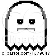 Clipart Of A Black And White Serious Ghost In 8 Bit Style Royalty Free Vector Illustration