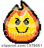 Poster, Art Print Of Grinning Evil Fire Character In 8 Bit Style