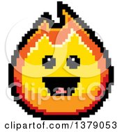 Poster, Art Print Of Happy Fire Character In 8 Bit Style