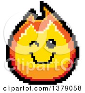 Clipart Of A Winking Fire Character In 8 Bit Style Royalty Free Vector Illustration