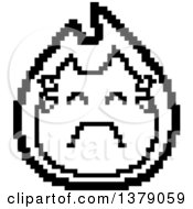 Poster, Art Print Of Black And White Crying Fire Character In 8 Bit Style