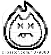 Clipart Of A Black And White Dead Fire Character In 8 Bit Style Royalty Free Vector Illustration