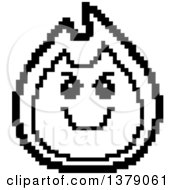 Poster, Art Print Of Black And White Grinning Evil Fire Character In 8 Bit Style
