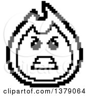 Clipart Of A Black And White Mad Fire Character In 8 Bit Style Royalty Free Vector Illustration