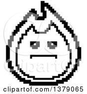 Poster, Art Print Of Black And White Serious Fire Character In 8 Bit Style