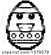 Clipart Of A Black And White Happy Easter Egg Character In 8 Bit Style Royalty Free Vector Illustration
