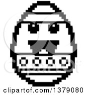 Clipart Of A Black And White Happy Easter Egg Character In 8 Bit Style Royalty Free Vector Illustration