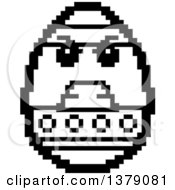 Clipart Of A Black And White Mad Easter Egg Character In 8 Bit Style Royalty Free Vector Illustration