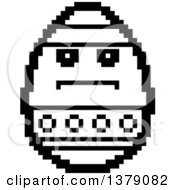 Clipart Of A Black And White Serious Easter Egg Character In 8 Bit Style Royalty Free Vector Illustration