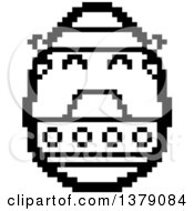 Clipart Of A Black And White Crying Easter Egg Character In 8 Bit Style Royalty Free Vector Illustration