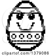 Poster, Art Print Of Black And White Grinning Evil Easter Egg Character In 8 Bit Style