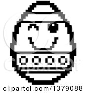 Poster, Art Print Of Black And White Winking Easter Egg Character In 8 Bit Style