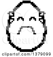 Clipart Of A Black And White Crying Egg Character In 8 Bit Style Royalty Free Vector Illustration