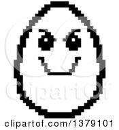 Clipart Of A Black And White Grinning Evil Egg Character In 8 Bit Style Royalty Free Vector Illustration