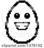 Poster, Art Print Of Black And White Happy Egg Character In 8 Bit Style