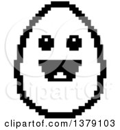 Poster, Art Print Of Black And White Happy Egg Character In 8 Bit Style