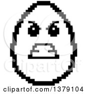 Clipart Of A Black And White Mad Egg Character In 8 Bit Style Royalty Free Vector Illustration