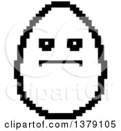 Clipart Of A Black And White Serious Egg Character In 8 Bit Style Royalty Free Vector Illustration