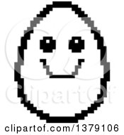 Clipart Of A Black And White Happy Egg Character In 8 Bit Style Royalty Free Vector Illustration