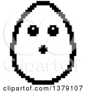 Clipart Of A Black And White Surprised Egg Character In 8 Bit Style Royalty Free Vector Illustration