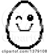 Clipart Of A Black And White Winking Egg Character In 8 Bit Style Royalty Free Vector Illustration