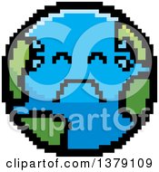 Poster, Art Print Of Crying Earth Character In 8 Bit Style