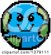 Clipart Of A Grinning Evil Earth Character In 8 Bit Style Royalty Free Vector Illustration
