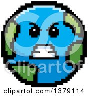 Clipart Of A Mad Earth Character In 8 Bit Style Royalty Free Vector Illustration