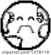 Poster, Art Print Of Black And White Crying Earth Character In 8 Bit Style