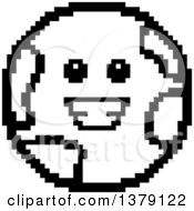 Clipart Of A Black And White Happy Earth Character In 8 Bit Style Royalty Free Vector Illustration