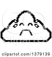 Poster, Art Print Of Black And White Crying Cloud Character In 8 Bit Style