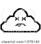Clipart Of A Black And White Dead Cloud Character In 8 Bit Style Royalty Free Vector Illustration