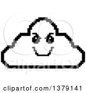 Clipart Of A Black And White Grinning Evil Cloud Character In 8 Bit Style Royalty Free Vector Illustration