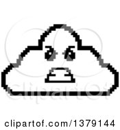 Clipart Of A Black And White Mad Cloud Character In 8 Bit Style Royalty Free Vector Illustration