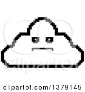 Clipart Of A Black And White Serious Cloud Character In 8 Bit Style Royalty Free Vector Illustration
