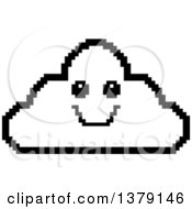 Clipart Of A Black And White Happy Cloud Character In 8 Bit Style Royalty Free Vector Illustration